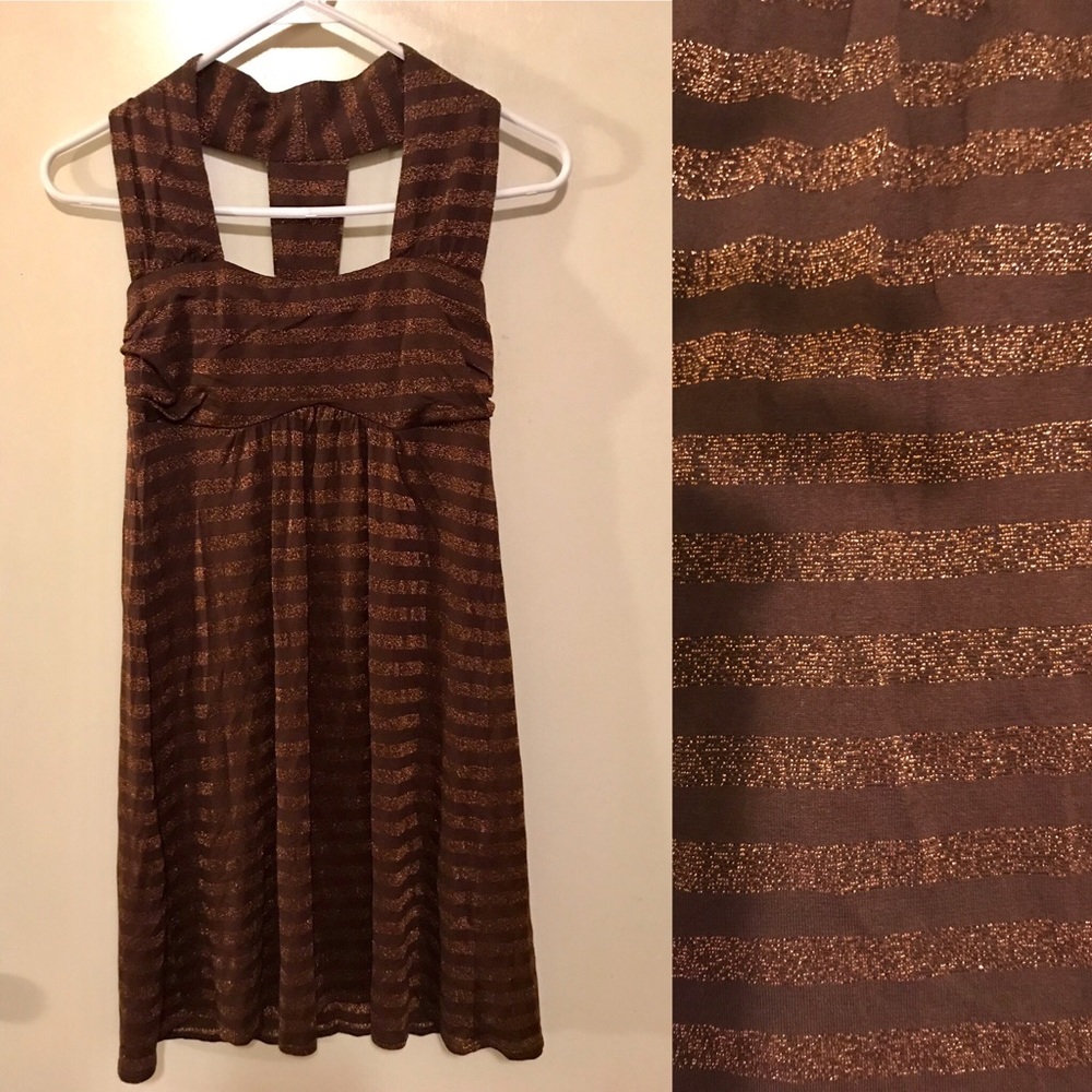 NWT Gold Sparkle Striped Dress Vava Joy Han Small